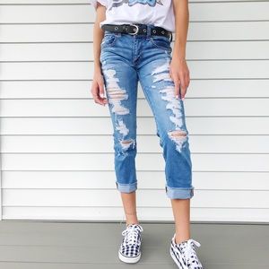 American Eagle Outfitters Light Blue Distressed Ankle Jeans